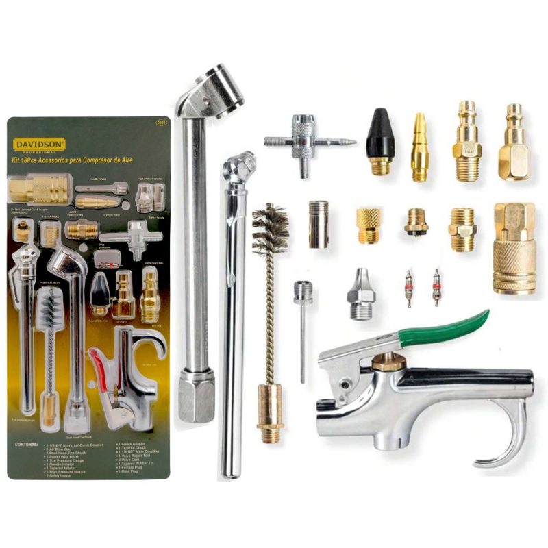 Accesorios compresor de aire - 18 pcs. - acoples pico mide infla