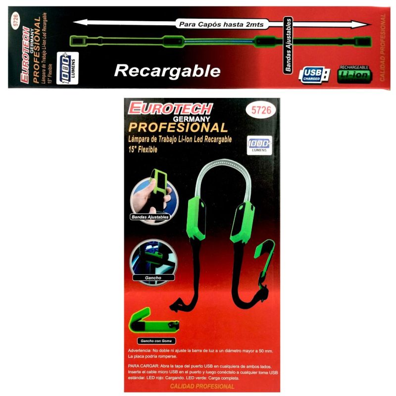 Lámpara de trabajo Flexible - LED recargable - 15"