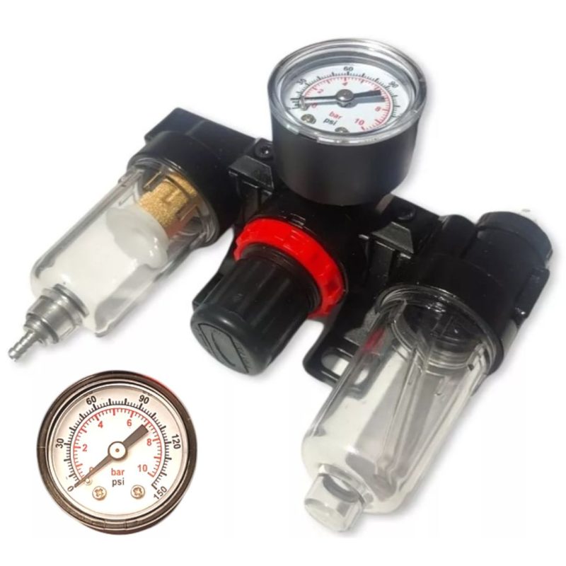 Filtro Regulador Aire Manómetro - 1/4"- Trampa Agua Lubricador
