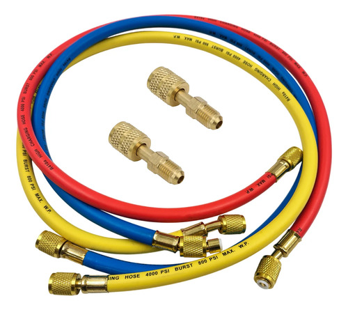 Mangueras 4000 Psi / 1.20mt. + Adaptadores R410 R22 Manifold